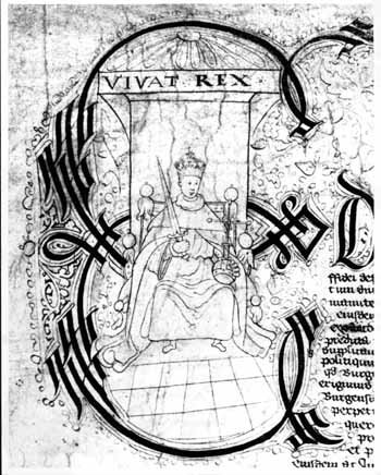 Detail of 1553 Stratford-upon-Avon Borough Charter depicting King Edward VI