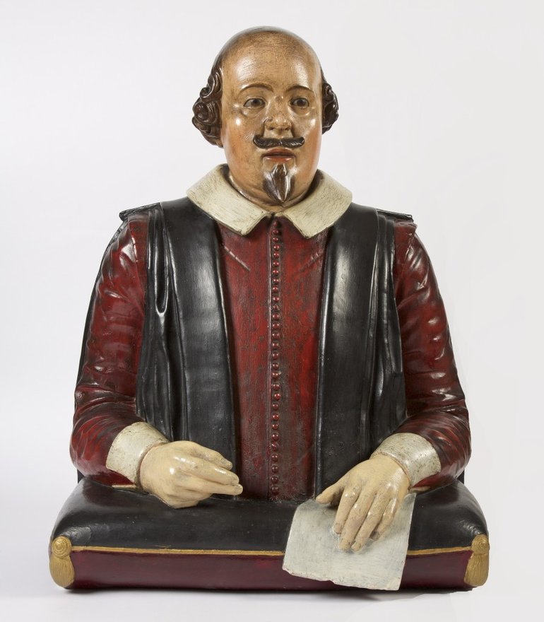 A plaster cast bust of Shakespeare, made in 1814. [SBT1868-3/280]