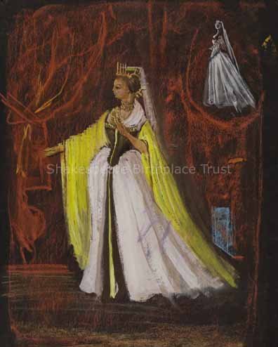 Image 3: Costume design for Elizabeth Sellars as Hermione. Design by Jacques Noël.