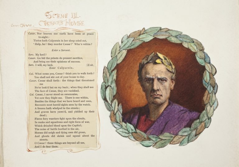 ‘Scene III: Caesar’s House’, illustrated with a portrait of Julius Caesar