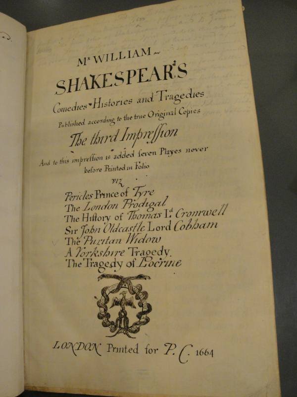 Collier's ink recreation of a title page for The Third Folio