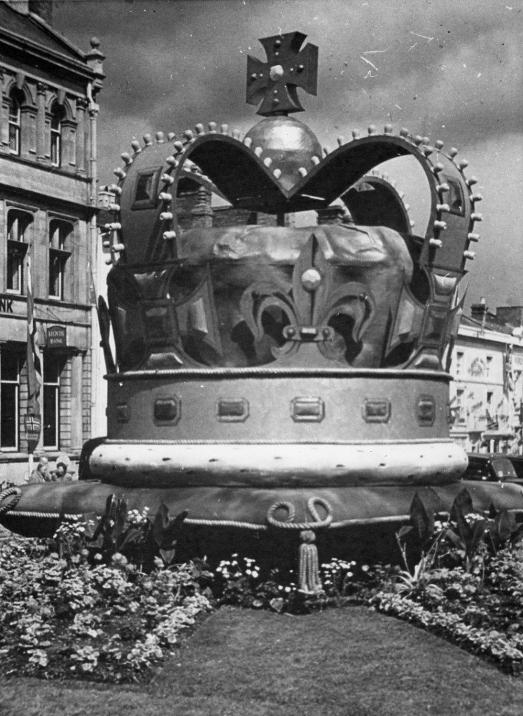 A massive crown in Stratford-upon-Avon to celebrate the coronation of Queen Elizabeth II in 1953.