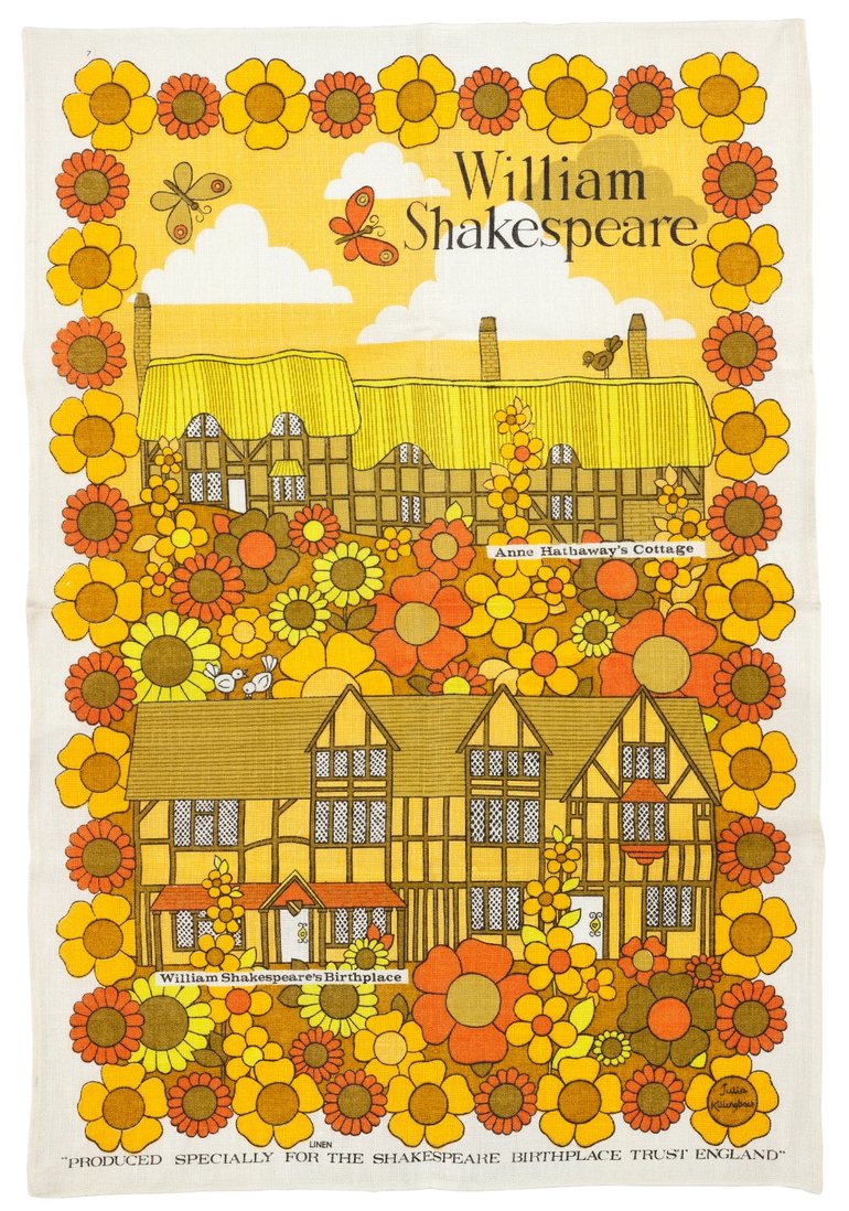 Souvenir tea-towel, 1980s, designed by Julia Killingbeck