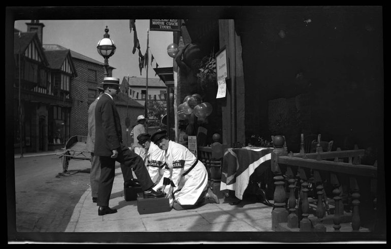 Annie Justins blacking shoes