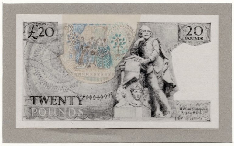 Design for the banknote featuring Loves Labour Lost.