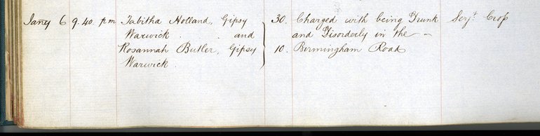 A page from the police charge book