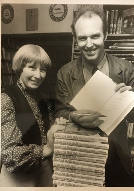 Enid Usher with Tim Pigott-Smith at the Stratford Bookshop, 1980s, copyright Stratford Herald