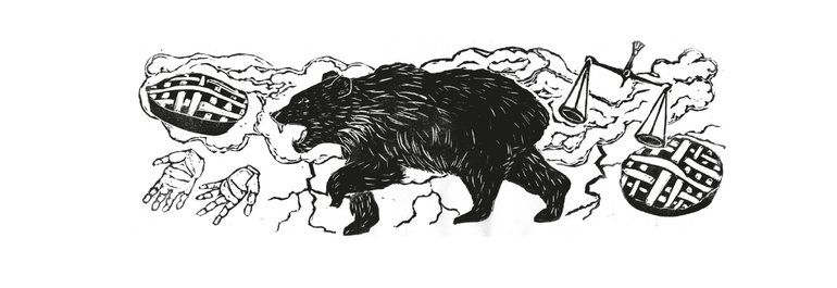 Exit Pursued by a Bear illustration from Death by Shakespeare Snakebites, Stabbings and Broken hearts by Kathryn Harkup