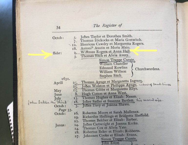 Parish Register William Rogers