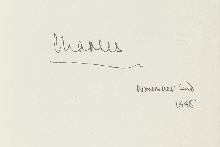 King Charles II (then Prince Charles) signature in the Shakespeare Birthplace Trust visitor book.