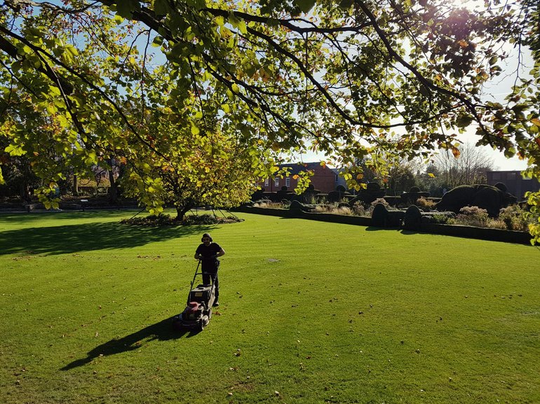 New Place, George mowing