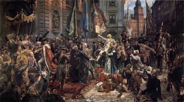 Jan Matejko’s famous painting of King Stanisław August Poniatowski, members of the Grand Parliament and inhabitants of Warsaw entering St John’s Cathedral in order to swear in the new national constitution  Photo: National Museum of Poland Catalogue