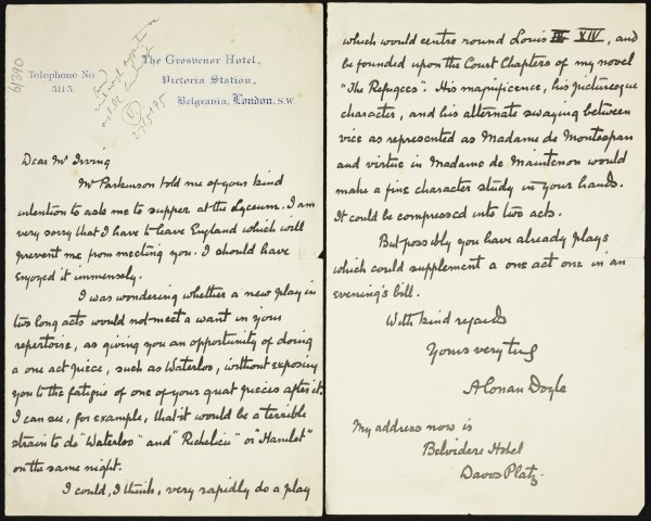 Bram Stoker collection Conan Doyle letter