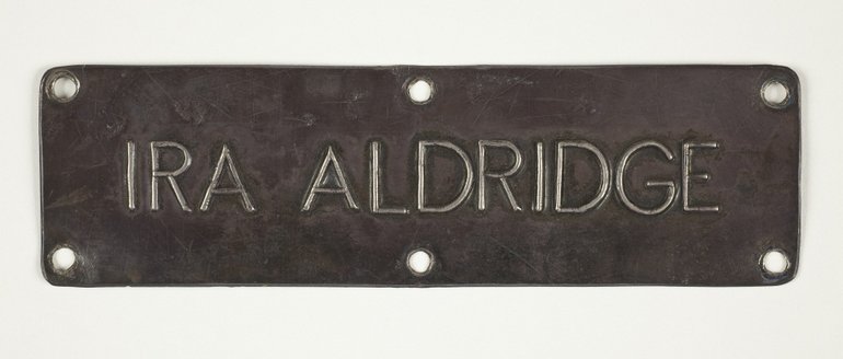 Original Ira Aldridge chair plaque from the Shakespeare Memorial Theatre