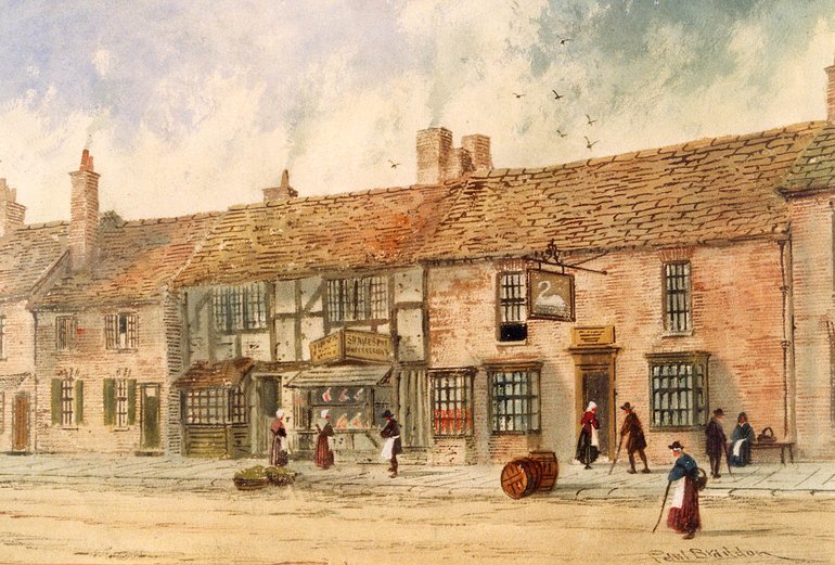 1890 painting Birthplace and Swan and Maidenhead