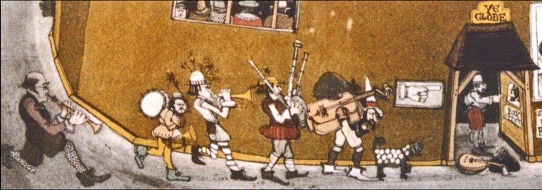 Cartoon at the Globe Theatre