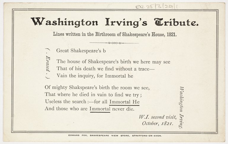 Washington Irving's Tribute
