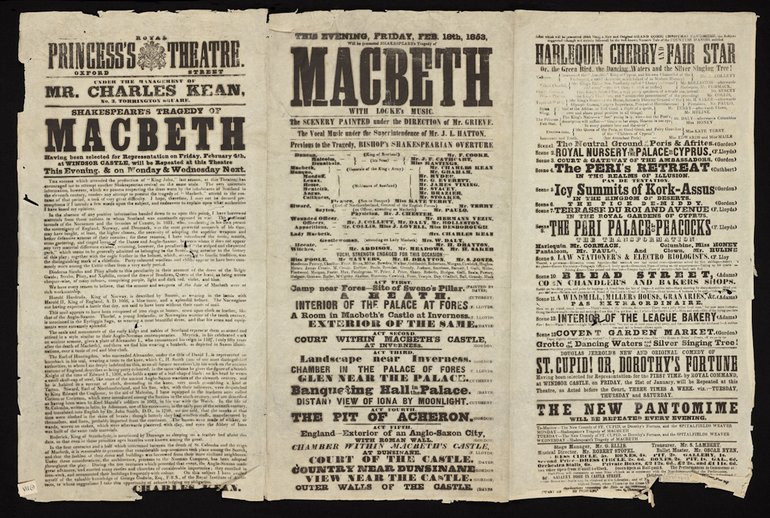 ML1/19/102 - Playbill (Shakespeare) Macbeth; Harlequin Cherry and Fair Star (Pantimime); Princess's Theatre, Oxford Street - 18/02/1853 - item