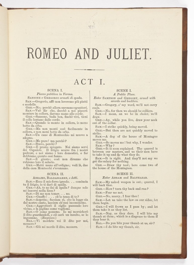 Romeo and Juliet in Italian, 1876, act 1, scene 1