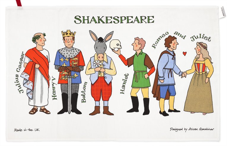 Alison Gardiner new Shakespeare Character tea towel
