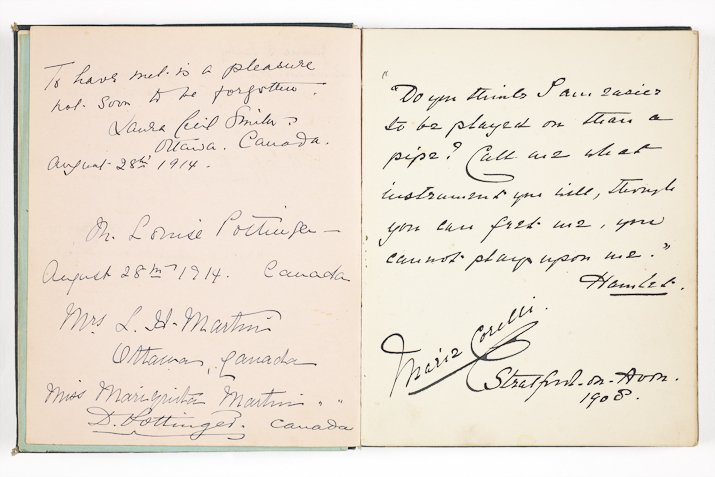 Marie Corelli's signature in the autograph book