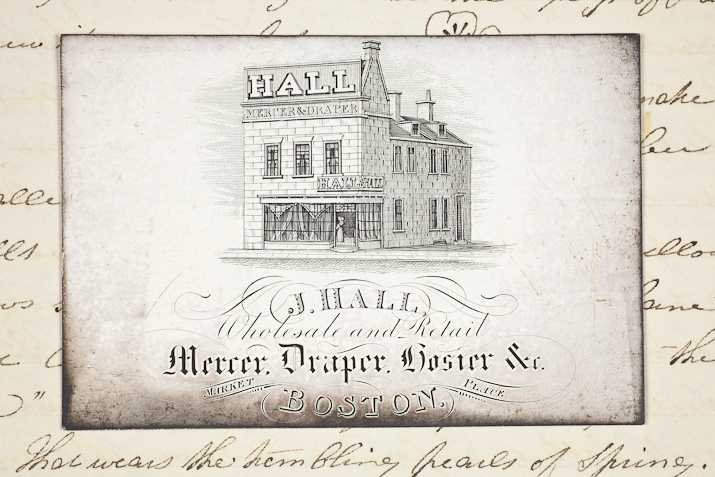 Jane Thompson's Diary 26 March 1840 Business card