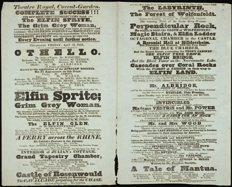 Othello playbill, 1833