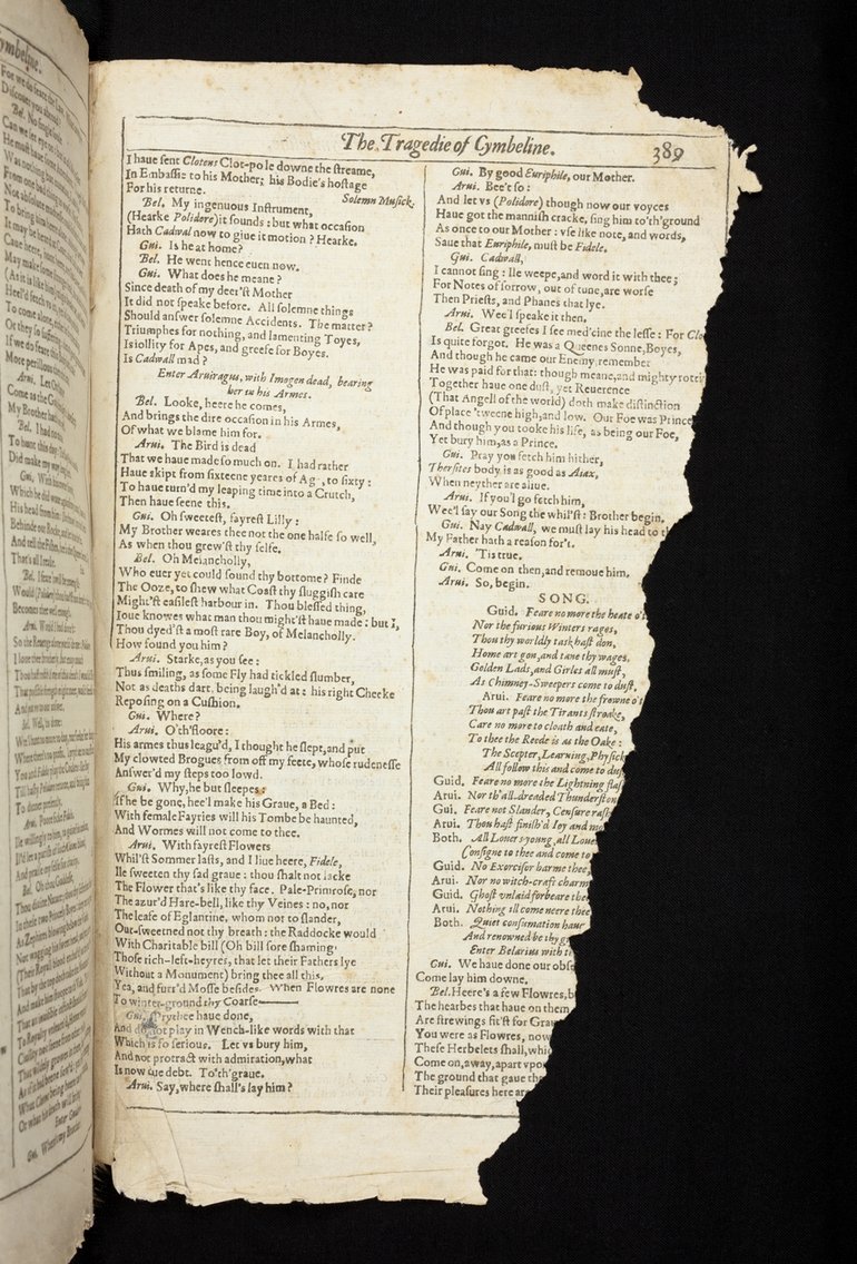 A torn page of Cymbeline