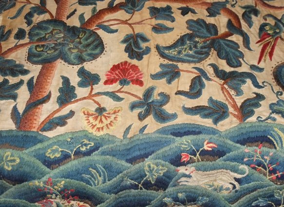 Jacobean style bed hangings