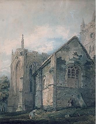 Thomas Girtin watercolour of 'The Old Charnel House' Holy Trinity Church, Stratford-upon-Avon, about 1799 [STRST SBT 1939-25]