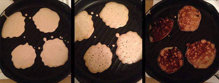 Three steps of Tudor pancake making