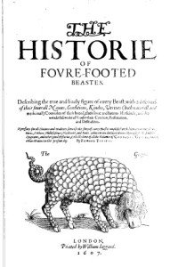 The front cover of Edward Topsell's book The History of Foure-Footed Beasts,