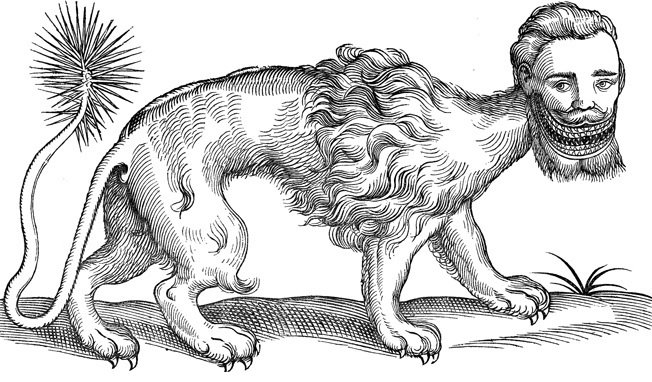 ‘Manticore’, a creature with the body of a lion and head of man.