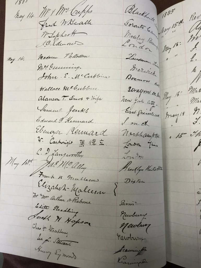 visitor book 1865